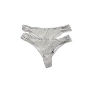 Princesse Tam Tam Womens Lace Trim Bow Detail Thong Underwear Set Gray Size T2